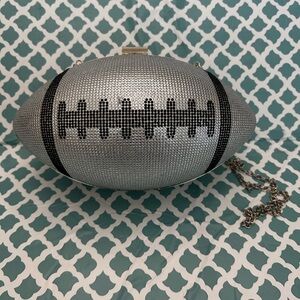Silver Football Clutch with Chain